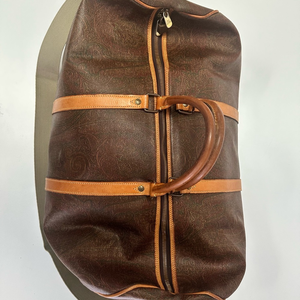 ETRO Milano Paisley Large Weekender Travel Duffel Bag with Crossbody Strap - Picture 4 of 14